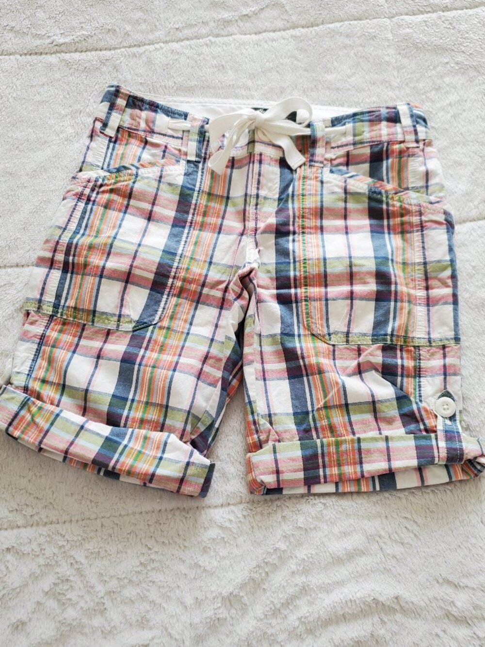 Eddie Bauer Plaid Cuffed Bermuda Shorts